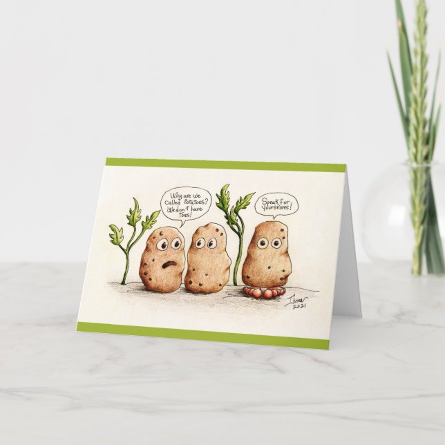 Funny Pun Pommes de terre Carte de voeux (Devant)