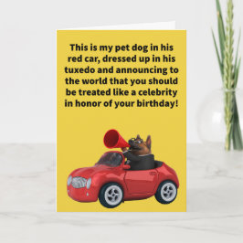 Funny Pun Red Car Pet Behandlung Happy Birthday Karte
