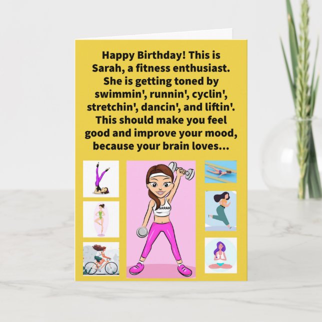 Funny Pun Sarah Tonin' Happy Birthday Karte (Vorderseite)