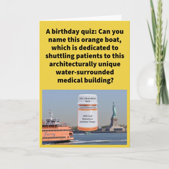 Funny Pun Statin Island Ferry Happy Birthday Karte (Vorderseite)