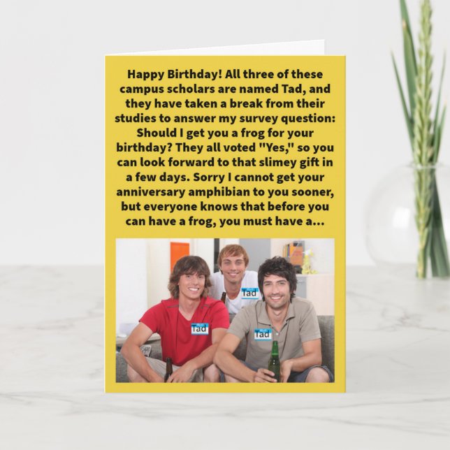 Funny Pun Tad Poll Happy Birthday Karte (Vorderseite)