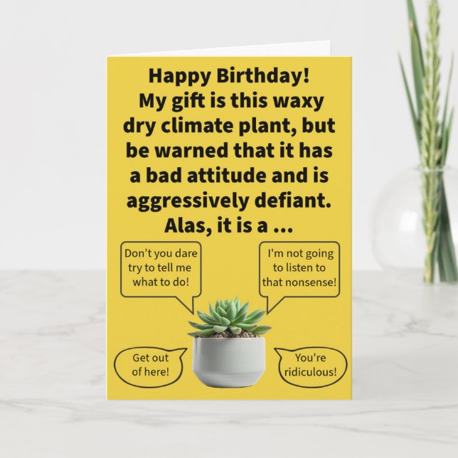 Funny Pun Truculent Succulent Happy Birthday Karte (Vorderseite)