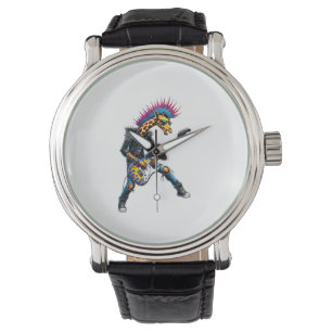 Funny Punk Giraffe, Rock'n Roll Goth Giraffe, Guit Armbanduhr