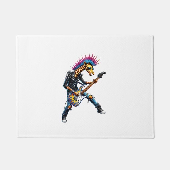Funny Punk Giraffe, Rock'n Roll Goth Giraffe, Guit Fußmatte (Vorderseite)