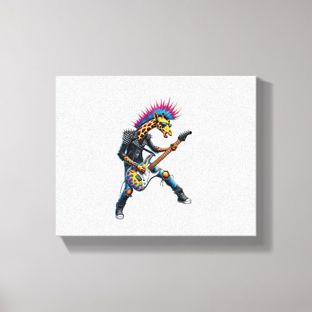 Funny Punk Giraffe, Rock'n Roll Goth Giraffe, Guit Leinwanddruck (Vorderseite)