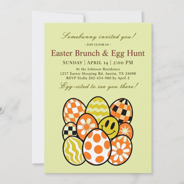 Funny Punny Easter Brunch Party Invitation Einladung (Vorderseite)