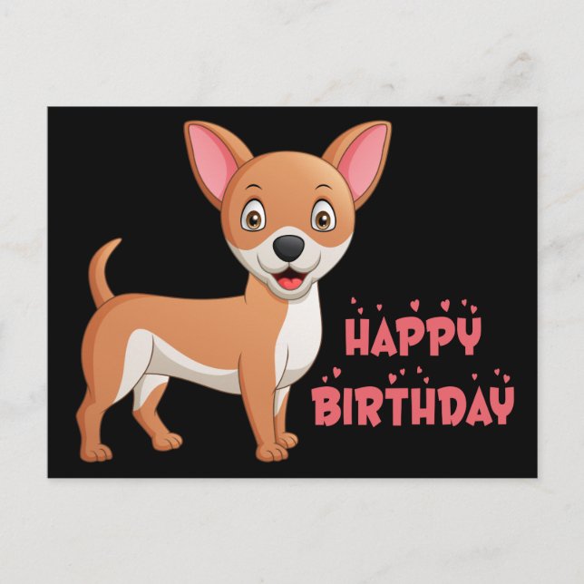 Funny Puppy Dog Cartoon Niedlich Chihuahua Geburts Postkarte (Vorderseite)