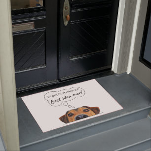 Funny Puppy Dog Thinking: Arbeit von Zuhause? Fußmatte