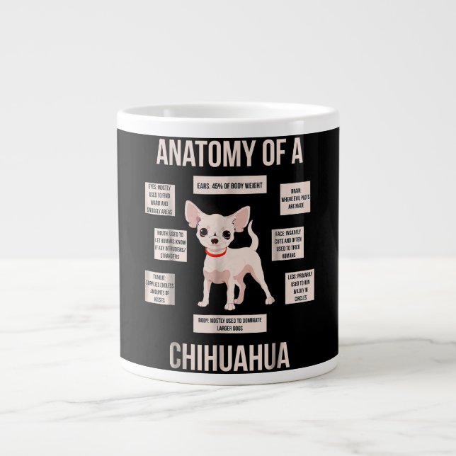 Funny Puppy Geschenkanatomie einer Chihuahua Jumbo-Tasse (Vorderseite)