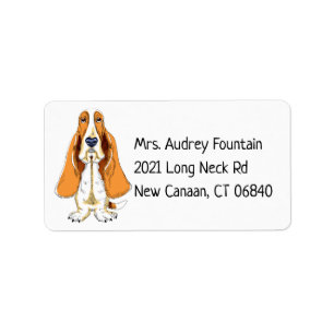 Funny Puppy Hund Cartoon Niedlich Basset Hound Adressaufkleber