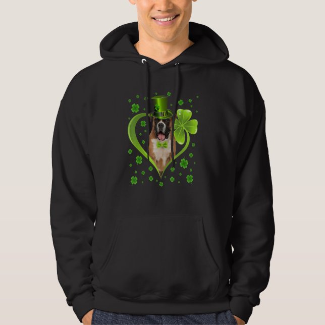 Funny Puppy Kleeblatt Boxer Dog St Patrick S Day Hoodie (Vorderseite)