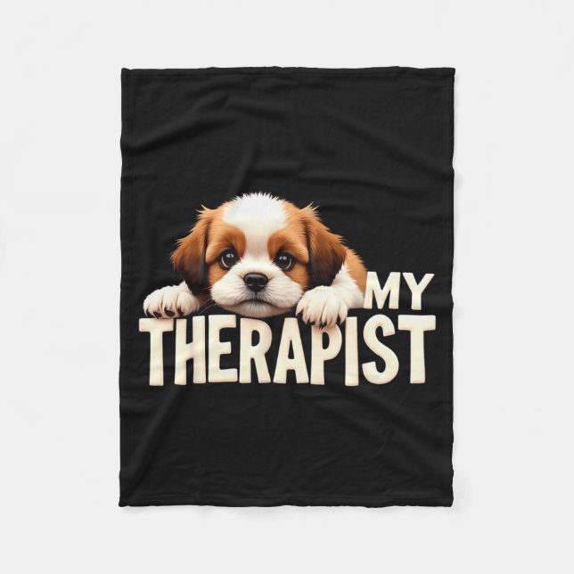 Funny Puppy My Therast Shih Tzu Dog  Fleecedecke (Vorderseite)