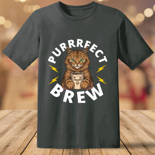 Funny Purfect Brew mit Cat und Kaffee T-Shirt