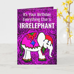 Funny Purple Elephant Carte de note d'anniversaire