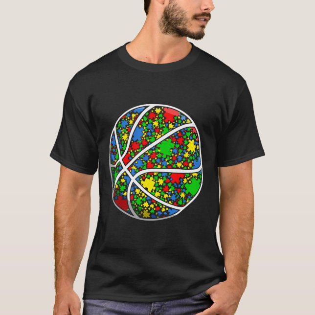 Funny Puzzle Basketball Autismus Bewusstsein Männe T-Shirt (Vorderseite)