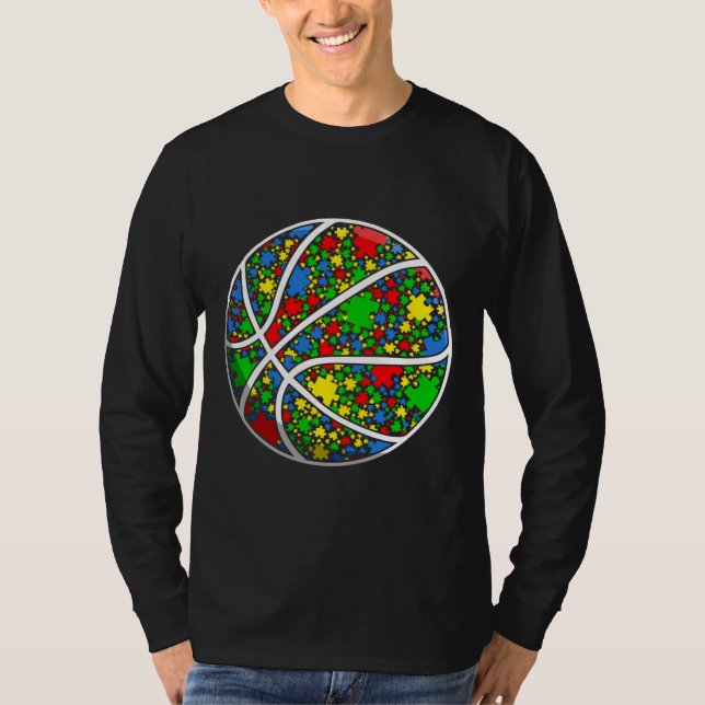 Funny Puzzle Basketball Autismus Bewusstsein Männe T-Shirt (Vorderseite)