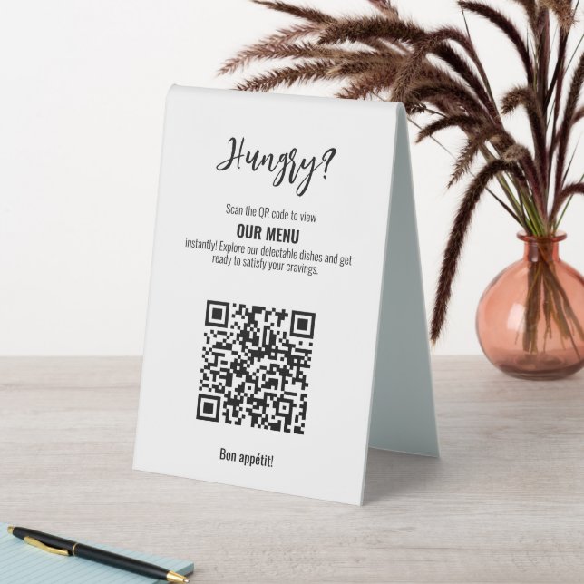 💍 Funny QR Code MENU Minimalistisch Elegant Tischaufsteller (In Situ (Tisch))