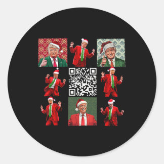 Funny Qr Präsident Trump Weihnachtstanz M Runder Aufkleber