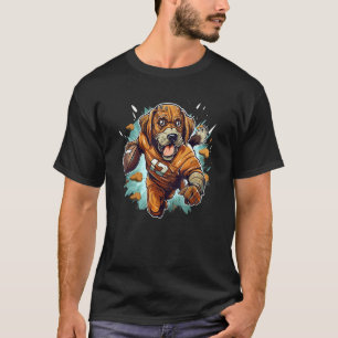 Funny Quarterback Dog Face in Football Trikot T-Shirt