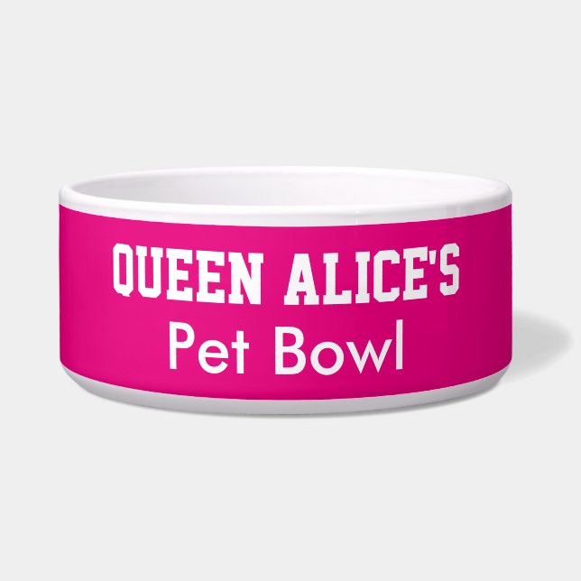Funny Queen Hund Pink Pet Bowl PERSONALISIEREN NAM Napf (Vorderseite)