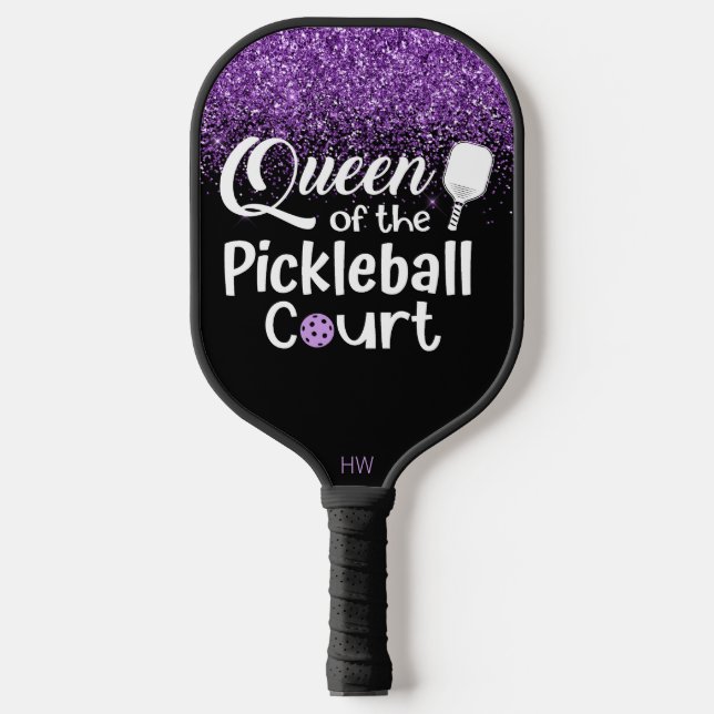 Funny Queen Lila Glitzer Pickleball Paddle (Vorderseite)