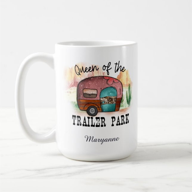 Funny Queen of the Trailer Court Kaffeetasse (Links)