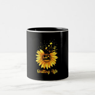 Funny Quilting Life Love Sun Flower Quilters Gift Zweifarbige Tasse