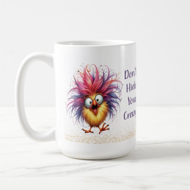 Funny Quirky Chicken Verberge deine verrückte Tass Kaffeetasse (Links)