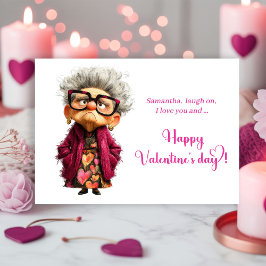 Funny Quirky Lady Bringing Fun Valentine Feiertagskarte