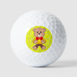 Funny Quirky Niedlich Bowtie Bär on Yellow Golf Ba Golfball