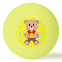 Funny Quirky Niedlich Bowtie Bär YellowPing Pong B