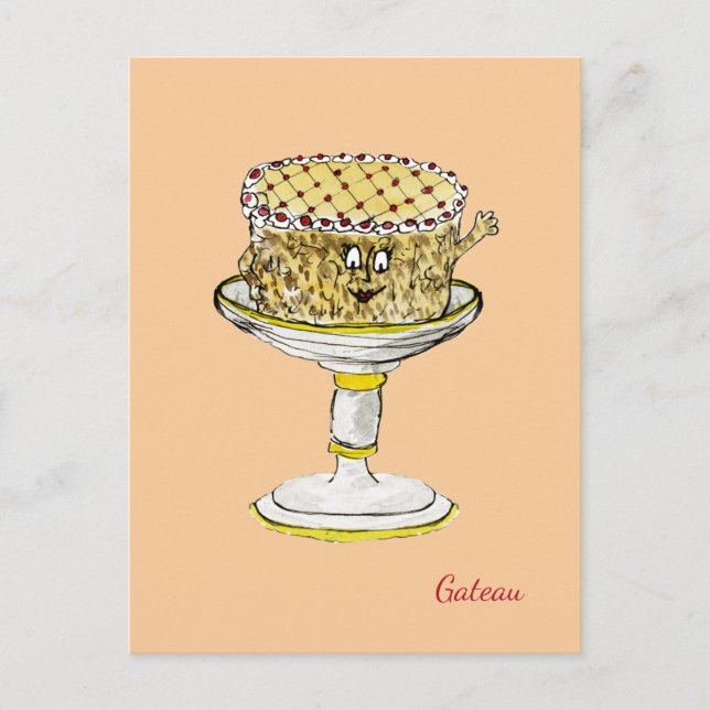 Funny Quirky Niedlich Gateau Weird Cake Art Spaß Postkarte (Vorderseite)
