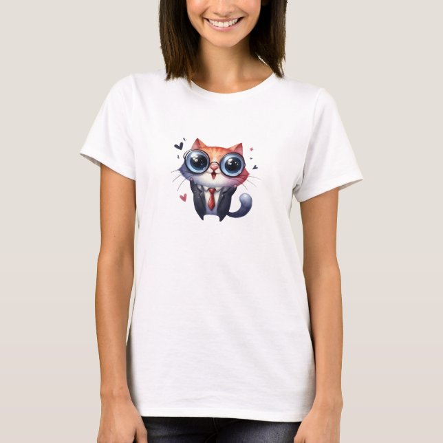Funny Quirry Boss Cat T-Shirt (Vorderseite)