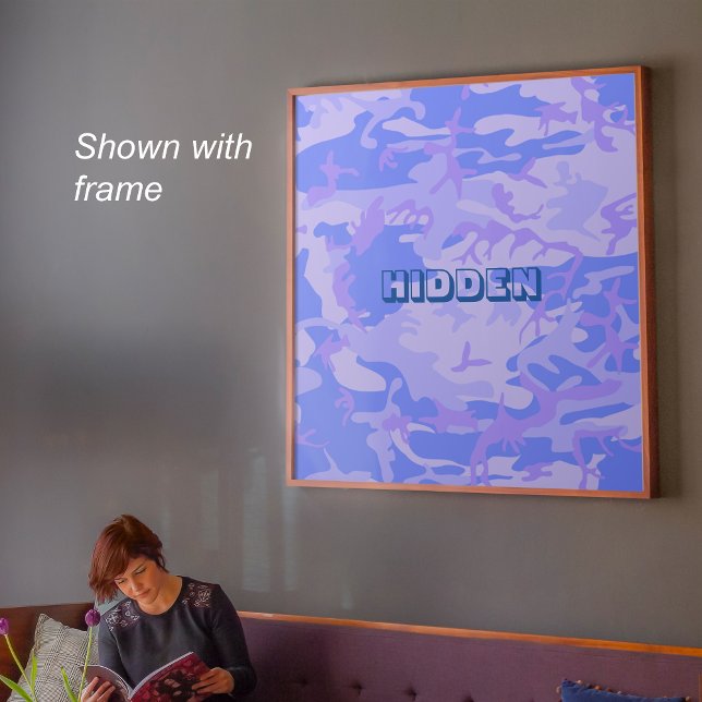 Funny Quote Camouflage Pastel Blue Abstrakt Poster (Dark Blue and Purple Camouflage Value Poster)