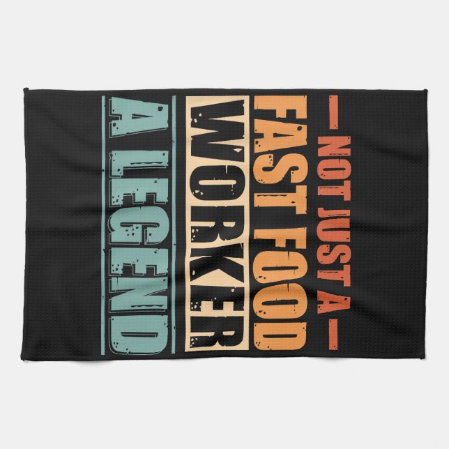 Funny Quote Retro Fast Food Worker Geschirrtuch (Horizontal)