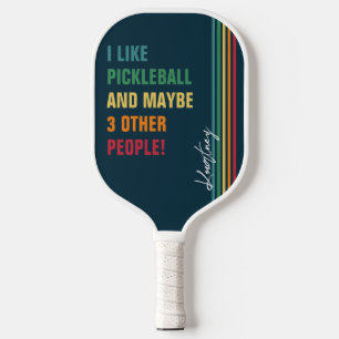Funny Quote Retro Rainbow Stripskriptname Pickleball Schläger