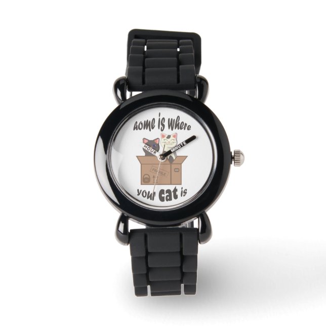 Funny quote Zuhause ist, wo Ihre Katze ist Armbanduhr (Vorderseite)