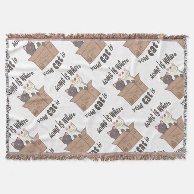 Funny quote Zuhause ist, wo Ihre Katze ist Decke (Vorderseite)