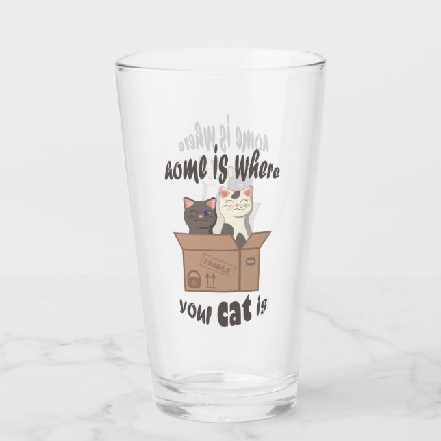 Funny quote Zuhause ist, wo Ihre Katze ist Glas (Vorderseite)