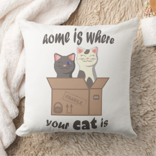 Funny quote Zuhause ist, wo Ihre Katze ist Kissen