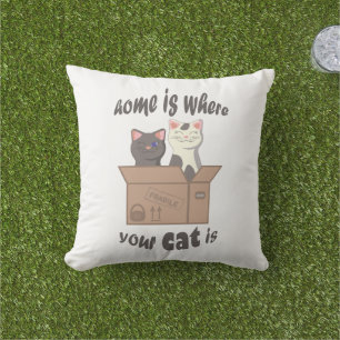 Funny quote Zuhause ist, wo Ihre Katze ist Kissen