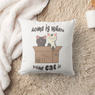Funny quote Zuhause ist, wo Ihre Katze ist Kissen