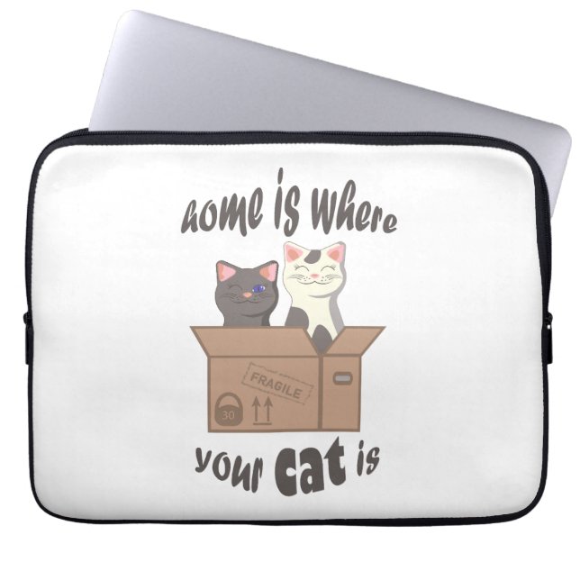 Funny quote Zuhause ist, wo Ihre Katze ist Laptopschutzhülle (Vorderseite)