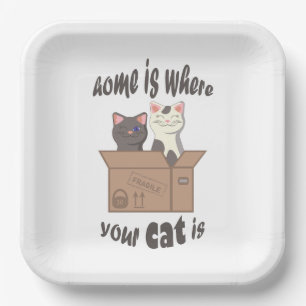 Funny quote Zuhause ist, wo Ihre Katze ist Pappteller