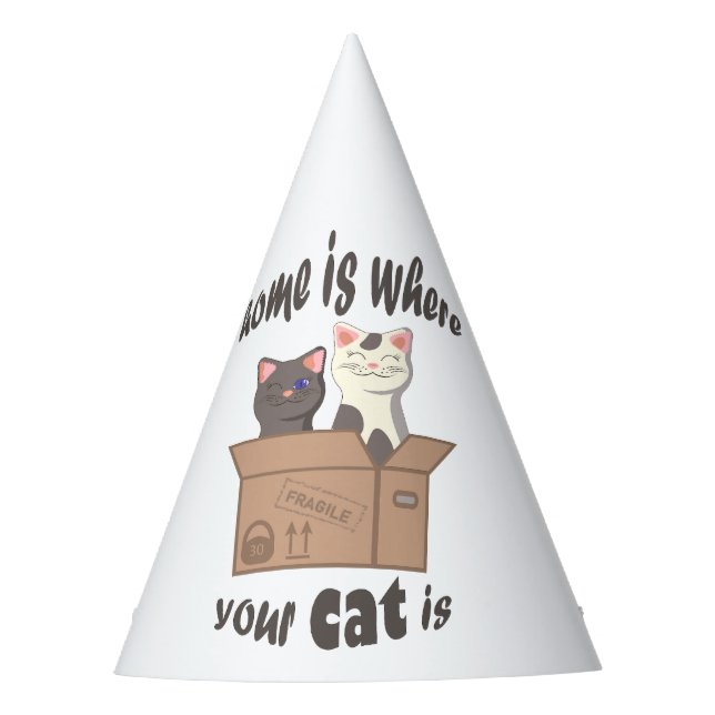 Funny quote Zuhause ist, wo Ihre Katze ist Partyhütchen (Vorderseite)