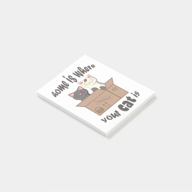 Funny quote Zuhause ist, wo Ihre Katze ist Post-it Klebezettel (angewinkelt)