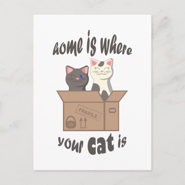 Funny quote Zuhause ist, wo Ihre Katze ist Postkarte (Vorderseite)