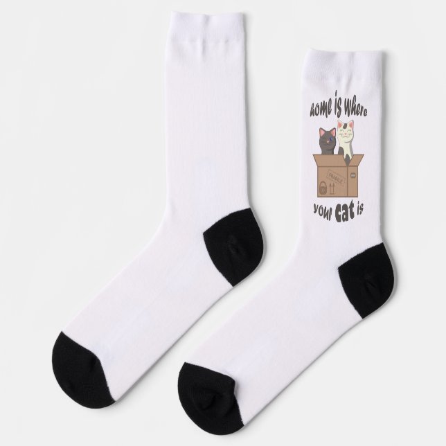 Funny quote Zuhause ist, wo Ihre Katze ist Socken (Linkes Detail)