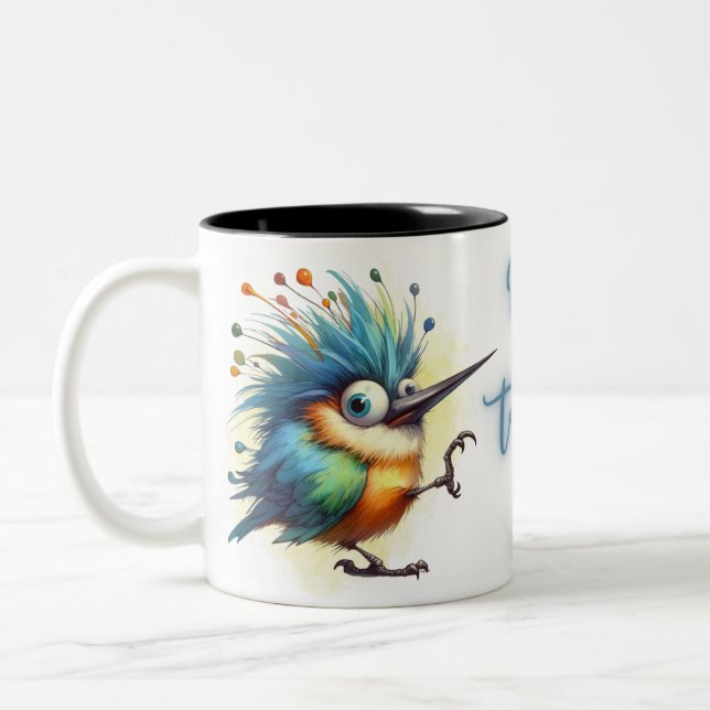 Funny Quotes Funny Quirky Whimsical Bird Zweifarbige Tasse (Links)
