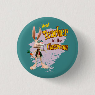 Funny Rabbit Best Teacher im Klassenzimmer Button